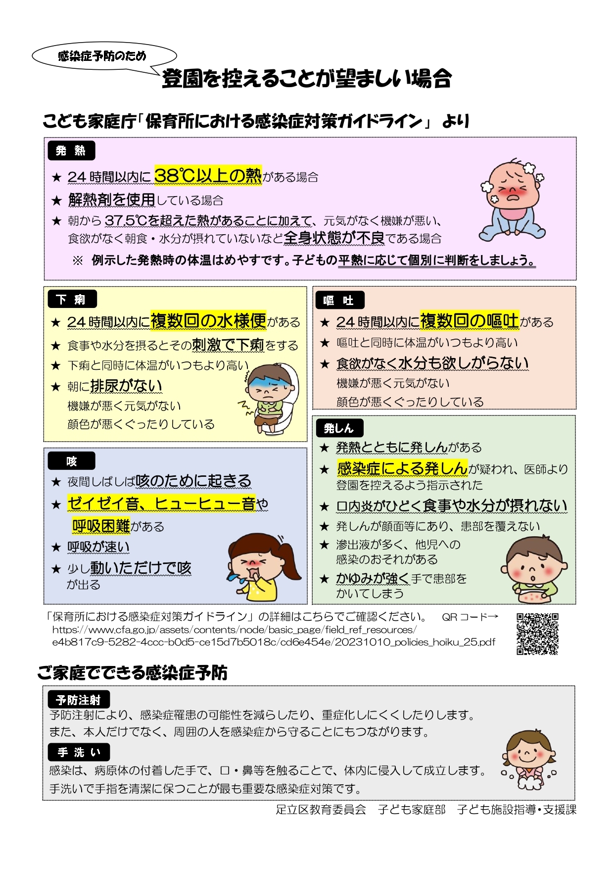 登園を控えることが望ましい場合